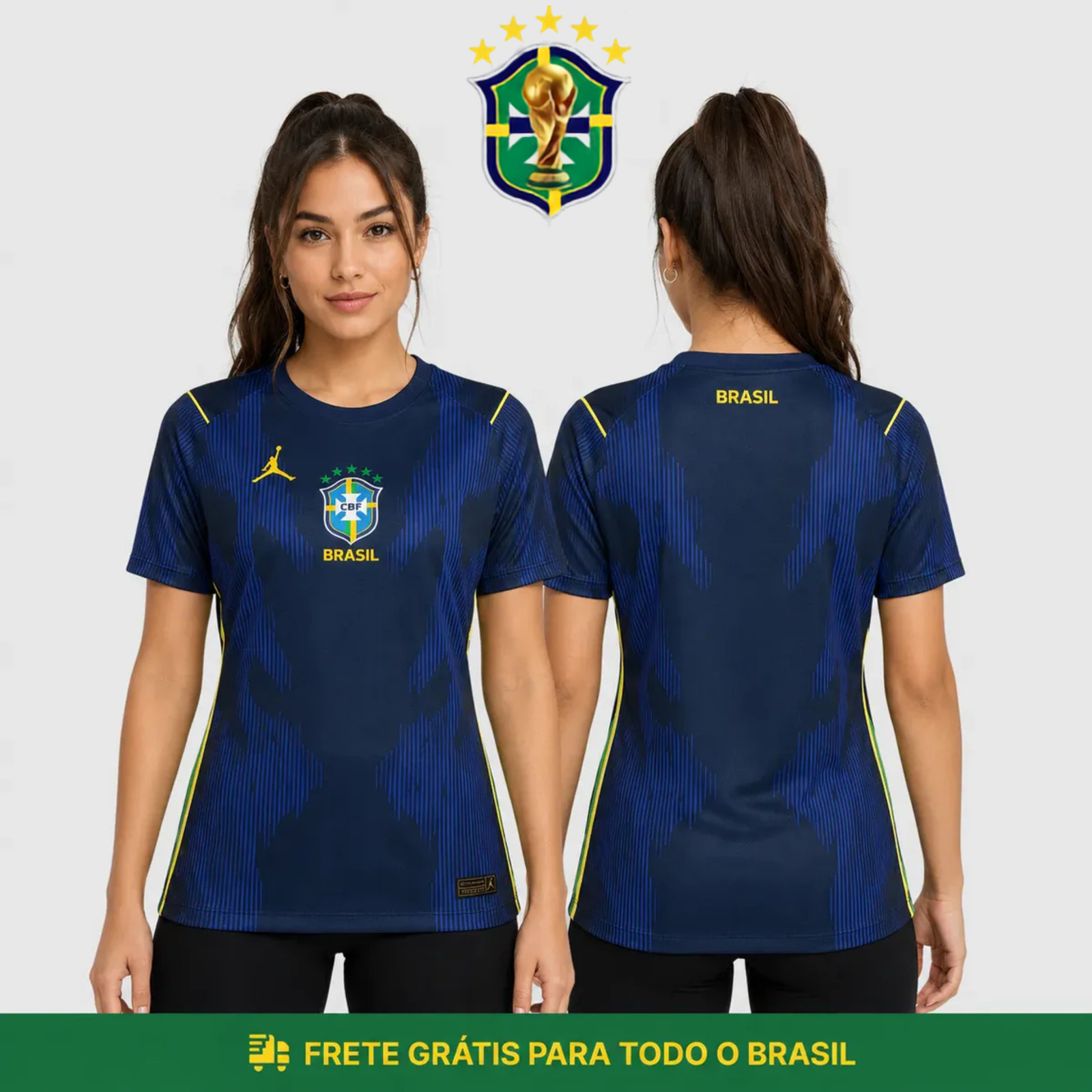 Manto Azul feminina — frente e costas